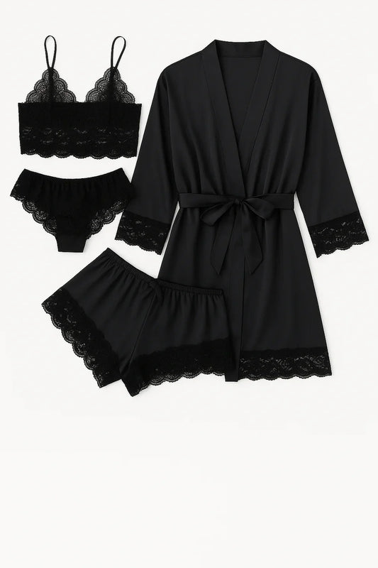 Royal Bridal Silk 4pcs set - Black