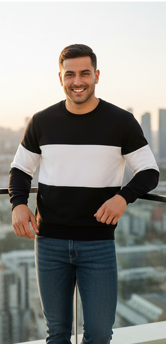 Black White And White Block SweatShirt