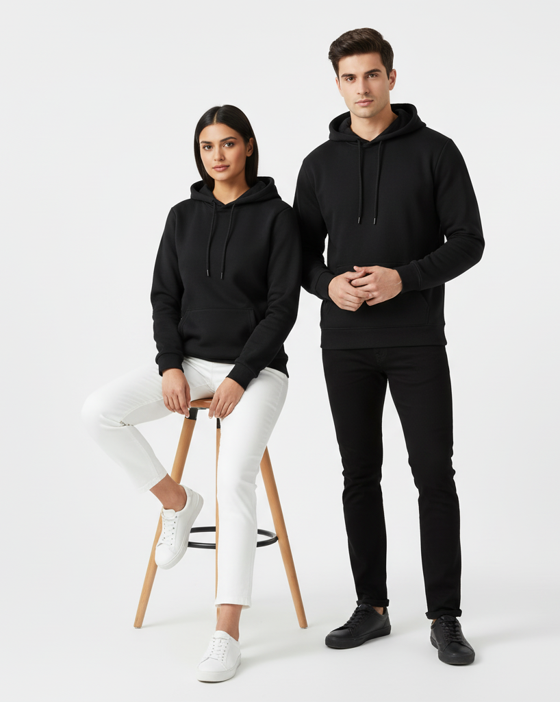 Plain Premium unisex hoodie Fleece black