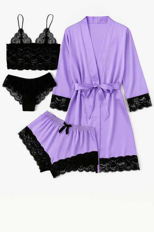 Royal Bridal Silk 4pcs set - Lilac