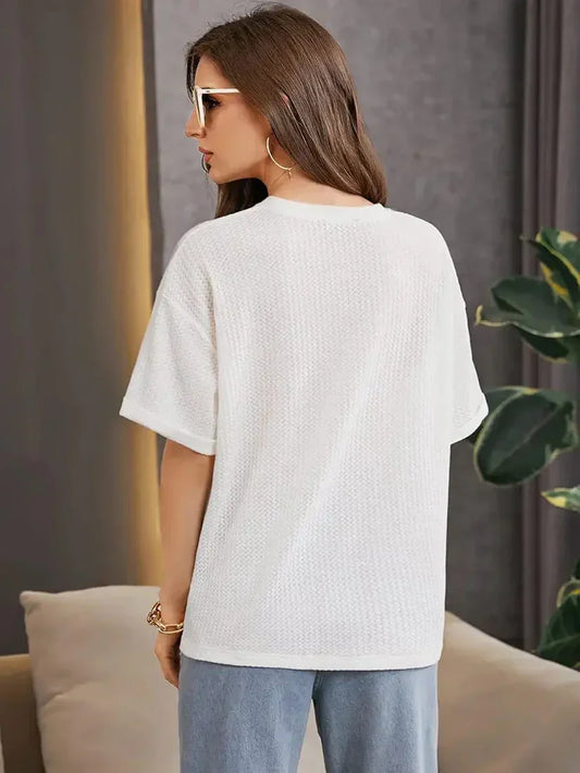 OVERSIZED WAFFLE KNIT FOR WOMEN - WHITE