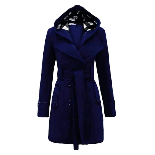 WOMEN LONG COAT - NAVY BLUE