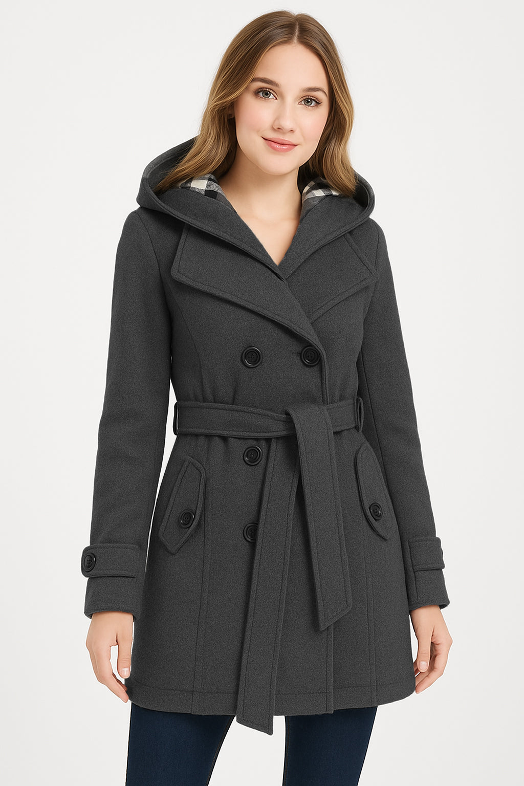 WOMEN LONG COAT - CHARCOAL