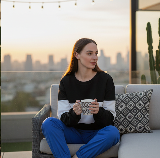 Black White And White Block SweatShirt