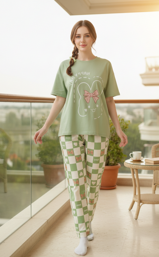 Happy day printed Night suit