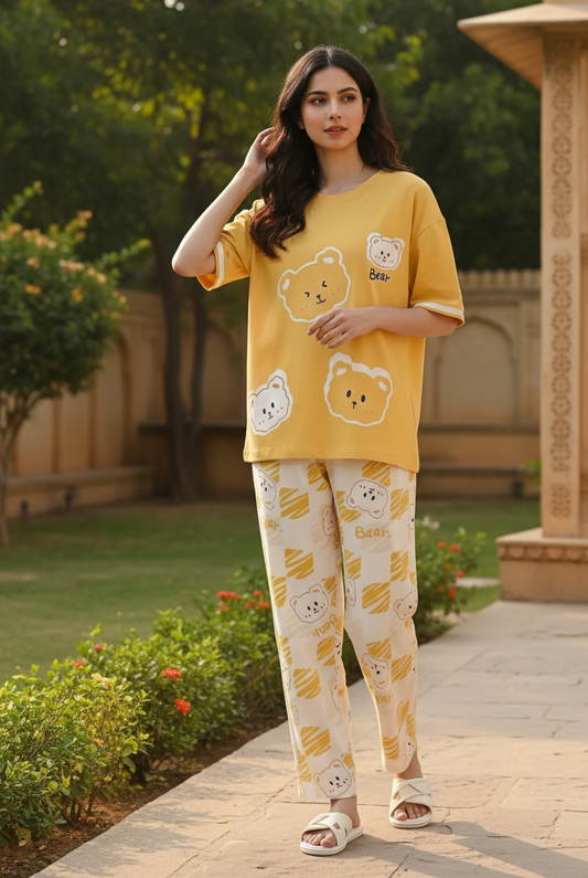 Honey Bear Soft-Cotton PJ Suit