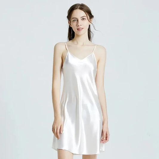 MALAI SILKY NIGHTGOWNS-WHITE