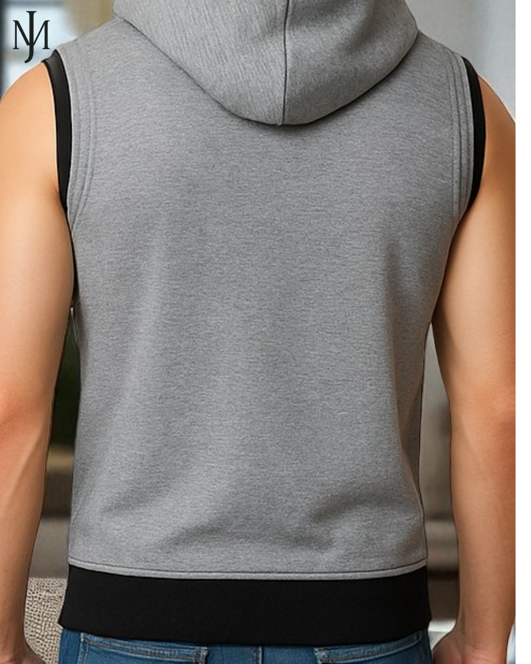 Grey Sleeveless Hodded Zipper