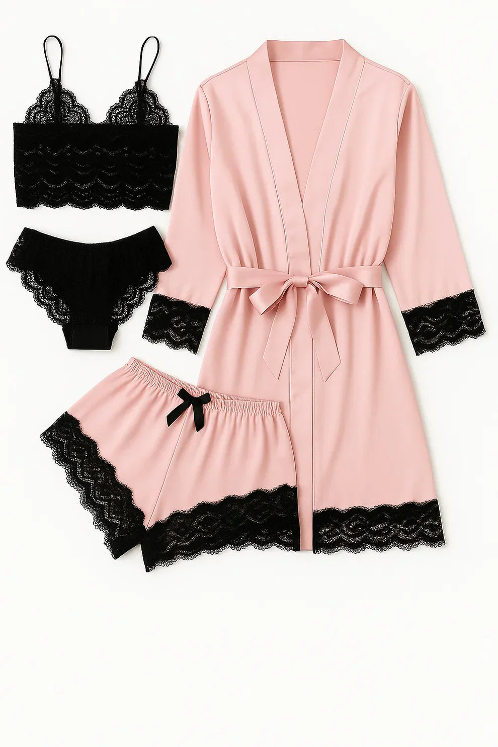 Royal Bridal Silk 4pcs set - Darkpink