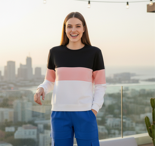 Black Pink And White Block Sweatshirt