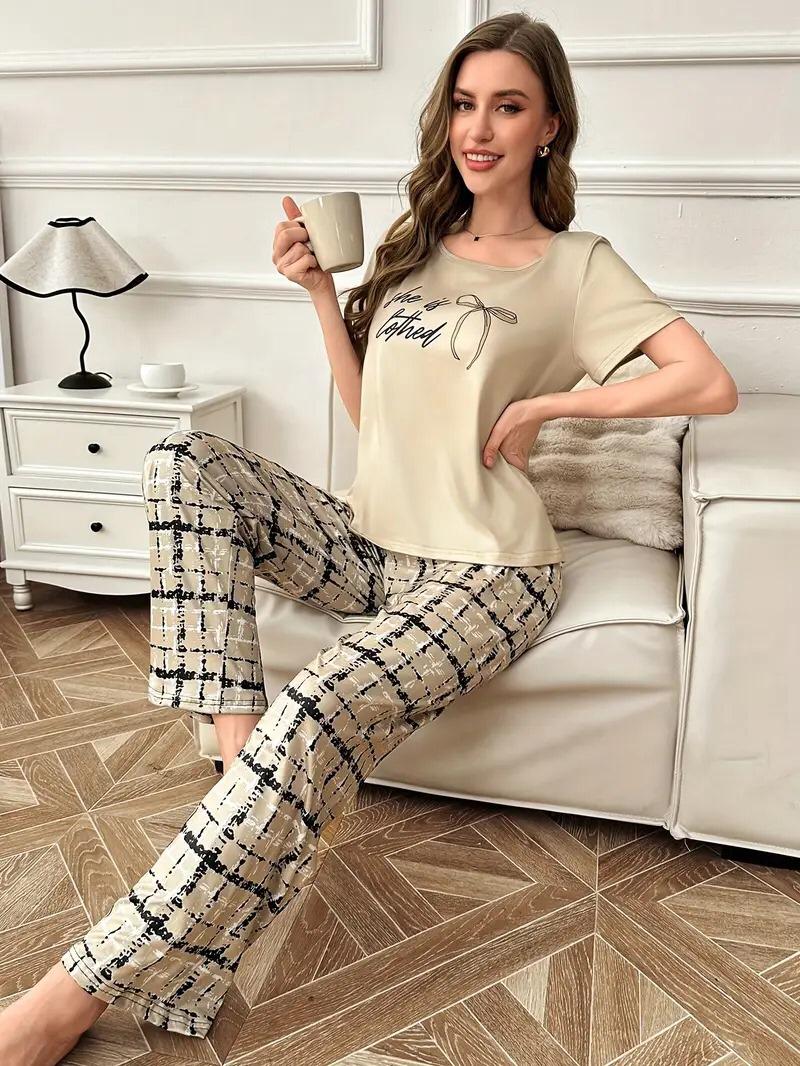 MJ Ribbon Print Soft Cotton PJ Suit 01