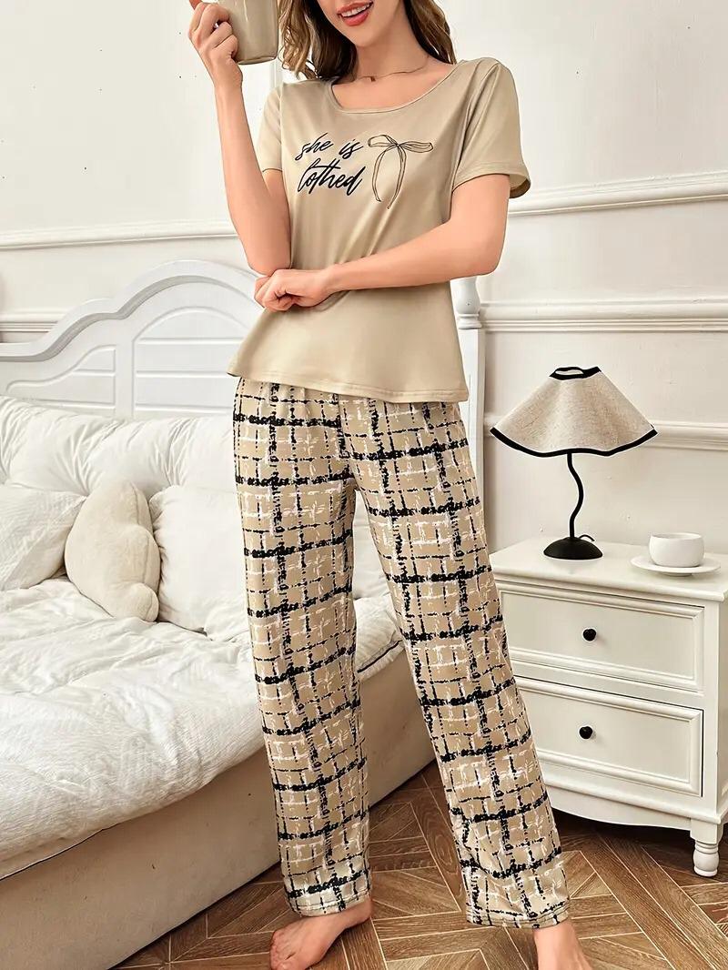 MJ Ribbon Print Soft Cotton PJ Suit 01