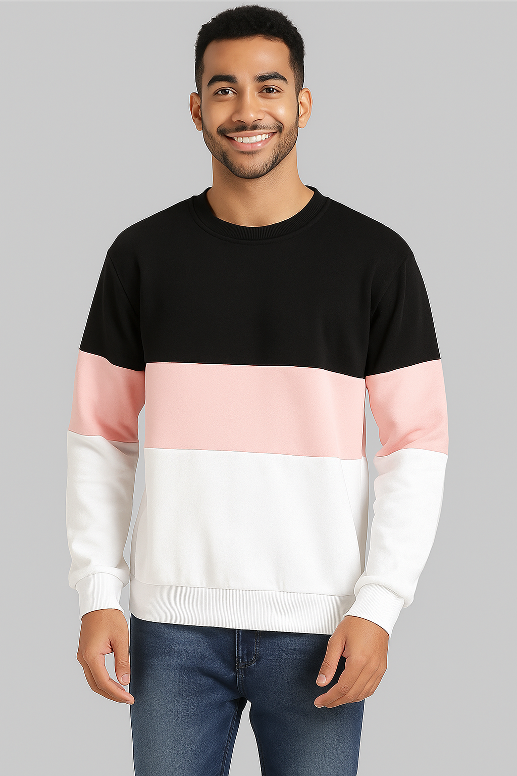 Black Pink And White Block Sweatshirt
