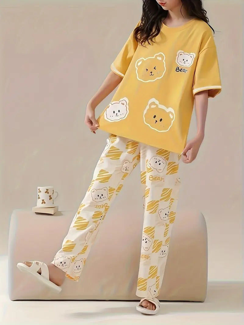 Honey Bear Soft-Cotton PJ Suit