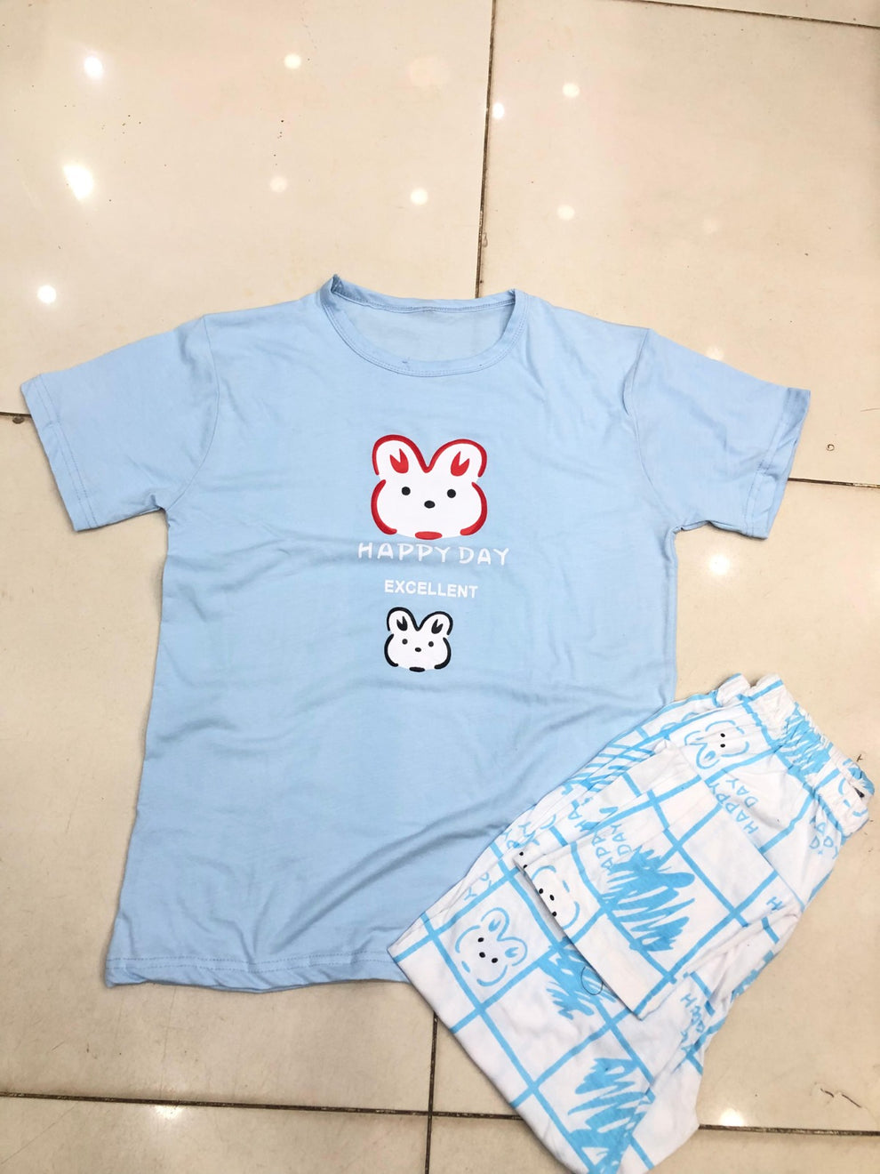 Dream Bunny Sky Blue Soft Cotton PJ Suit