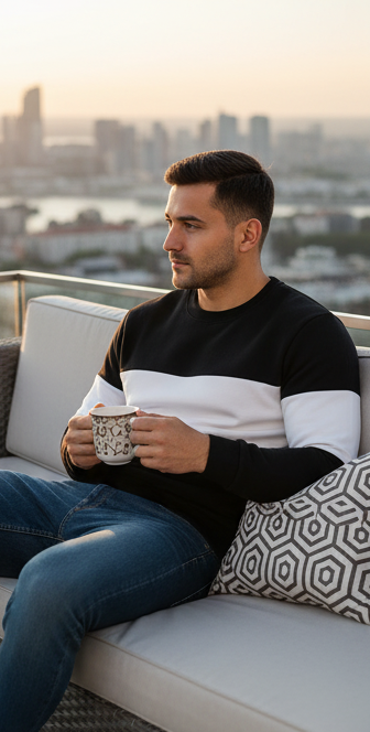 Black White And White Block SweatShirt